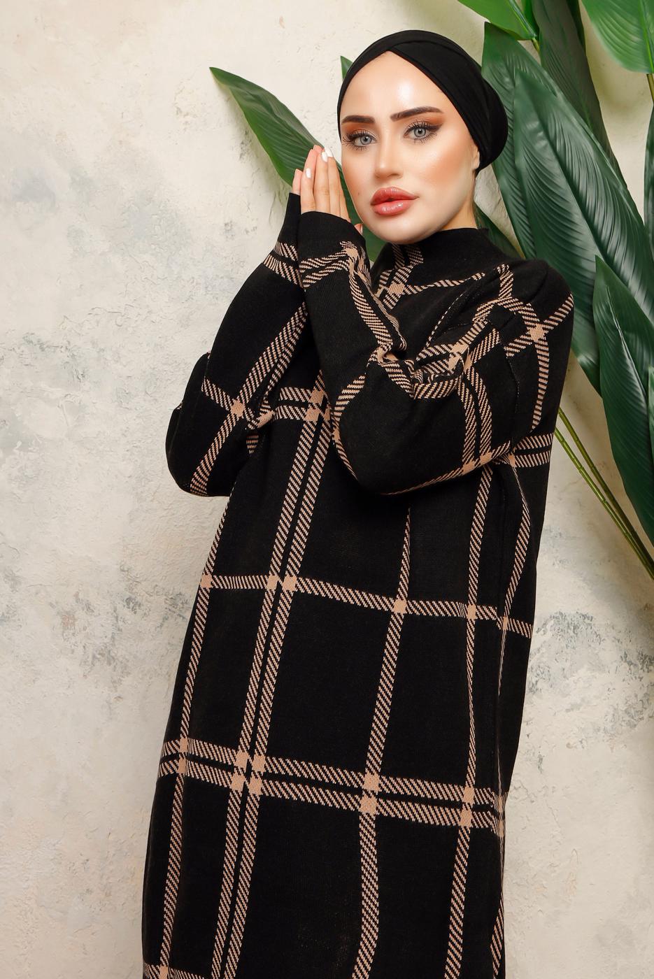 Tesettür giyim SİYAH PANTOLONLU TRİKO TAKIM T 5308