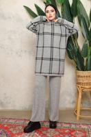 Tesettür giyim GRİ PANTOLONLU TRİKO TAKIM T 5308