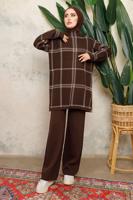 Tesettür giyim KAHVE PANTOLONLU TRİKO TAKIM T 5308