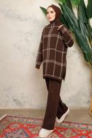 Tesettür giyim KAHVE PANTOLONLU TRİKO TAKIM T 5308