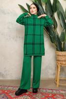 Tesettür giyim YEŞİL PANTOLONLU TRİKO TAKIM T 5308