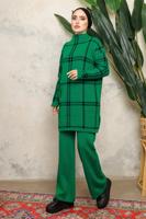 Tesettür giyim YEŞİL PANTOLONLU TRİKO TAKIM T 5308