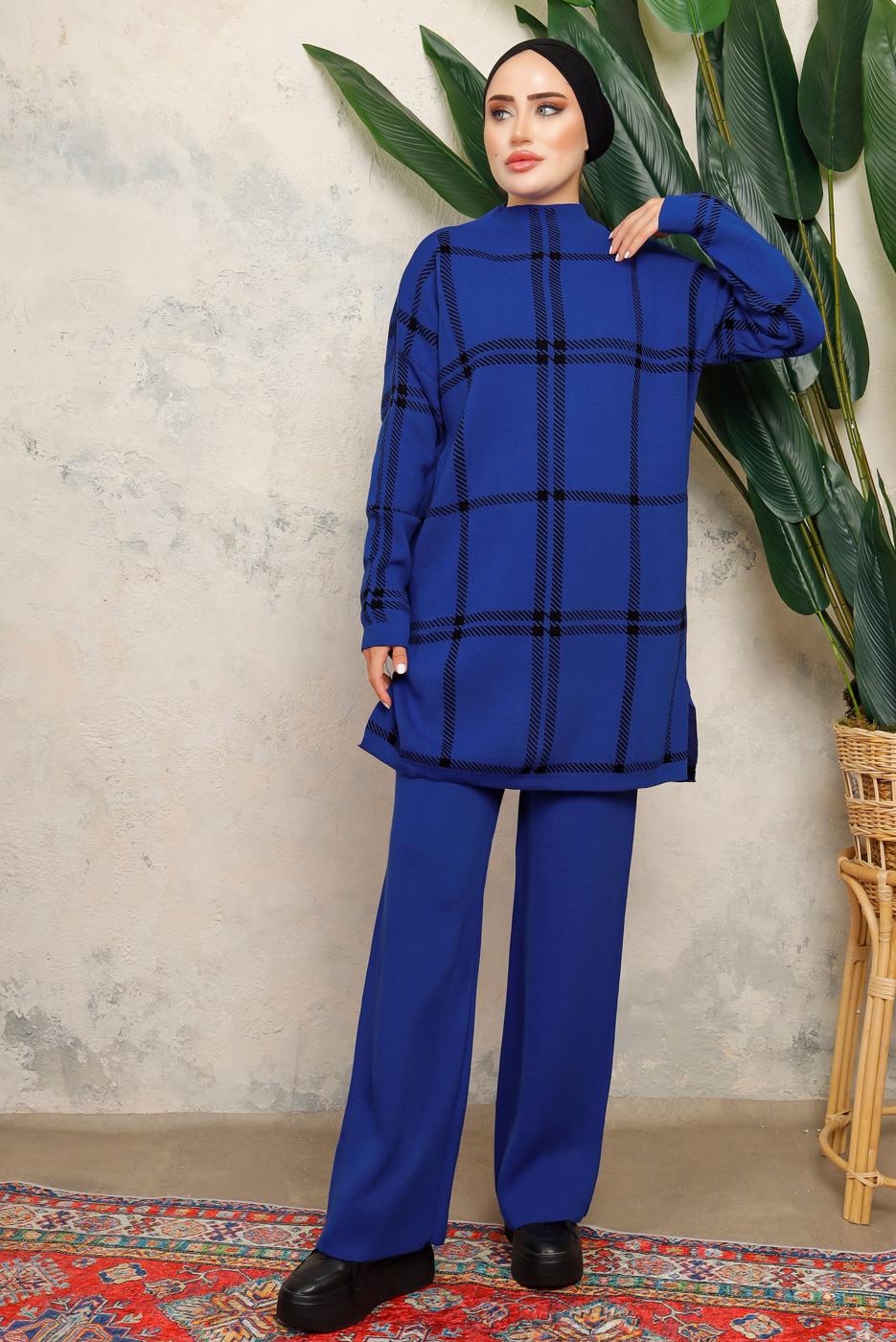 Tesettür giyim LACİVERT PANTOLONLU TRİKO TAKIM T 5308