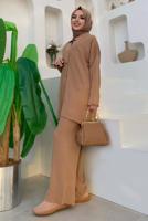 Tesettür giyim TABA PANTOLONLU TRİKO TAKIM T 54222