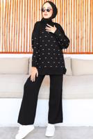 Tesettür giyim SİYAH PANTOLONLU TRİKO TAKIM T 60032