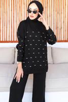 Tesettür giyim SİYAH PANTOLONLU TRİKO TAKIM T 60032