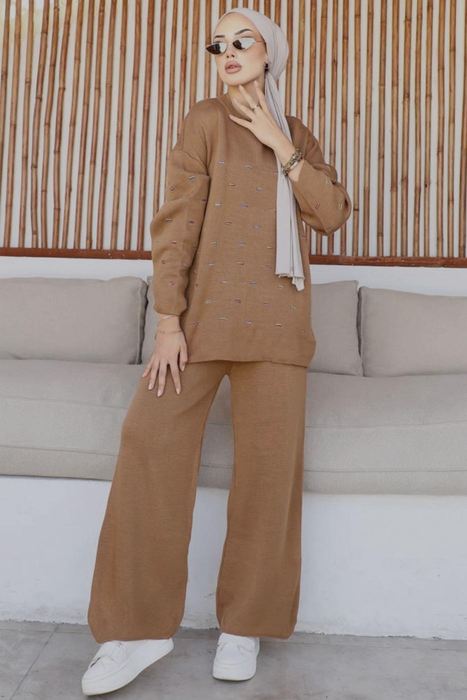 Hijab clothing TABA KNITWEAR PANTS SUIT T 60032