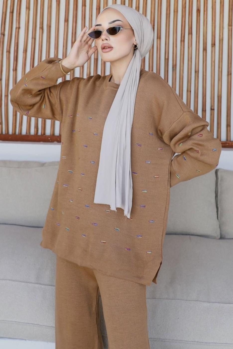 Hijab clothing TABA KNITWEAR PANTS SUIT T 60032