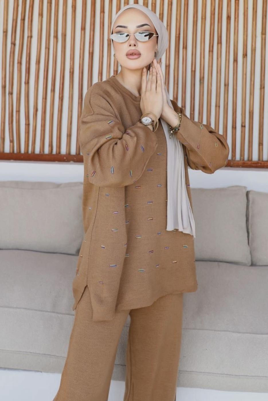 Hijab clothing TABA KNITWEAR PANTS SUIT T 60032