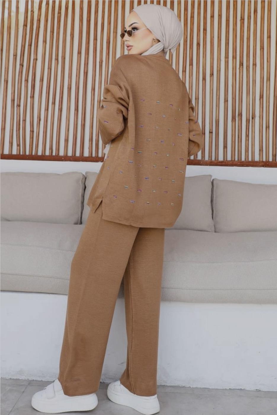 Hijab clothing TABA KNITWEAR PANTS SUIT T 60032