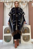 Vêtements hijab NOIR PONCHO EN MAILLE À CAPUCHE T 6061