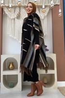 Vêtements hijab NOIR PONCHO EN MAILLE À CAPUCHE T 6061