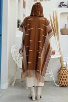 Hijab clothing TABA HOODED KNITWEAR PONCHO T 6061