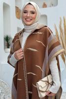 Hijab clothing TABA HOODED KNITWEAR PONCHO T 6061