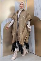 Vêtements hijab VISON PONCHO EN MAILLE À CAPUCHE T 6061