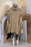Vêtements hijab VISON PONCHO EN MAILLE À CAPUCHE T 6061