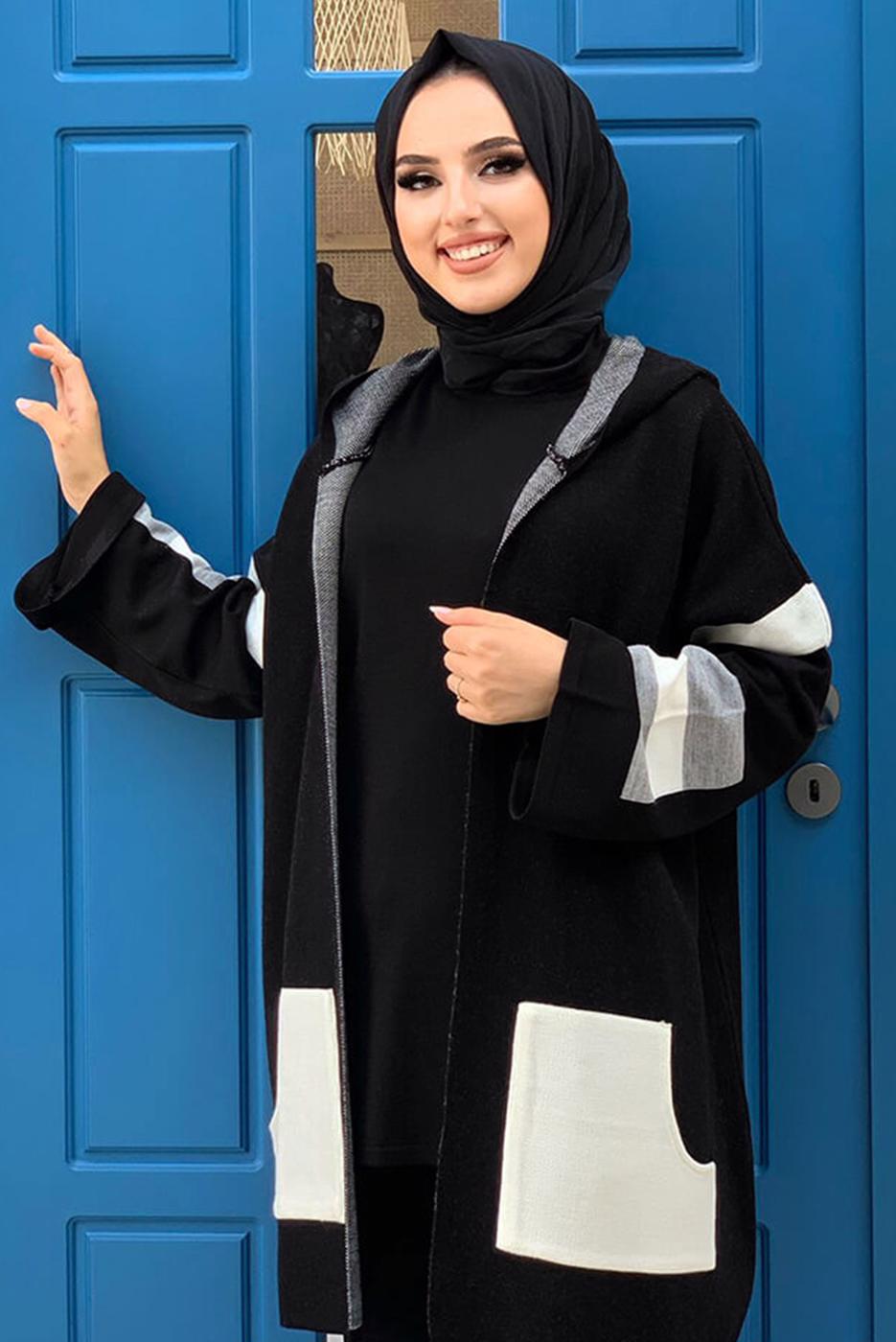 Tesettür giyim SİYAH PANTOLONLU TRİKO TAKIM T 61222