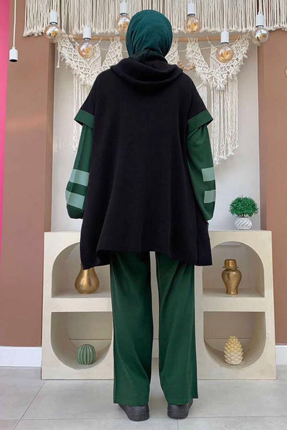 Tesettür giyim YEŞİL PANTOLONLU TRİKO TAKIM T 61222