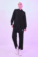 Hijab clothing BLACK HOODED PANTS SUIT T 6253