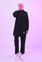 Hijab clothing BLACK HOODED PANTS SUIT T 6253
