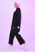 Hijab clothing BLACK HOODED PANTS SUIT T 6253