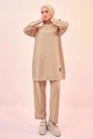 Tesettür giyim KAHVE KAPÜŞONLU PANTOLONLU TAKIM T 6253