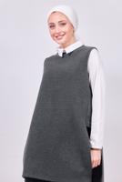 Tesettür giyim GRİ GÖMLEK YAKA PANTOLONLU TAKIM T 6353