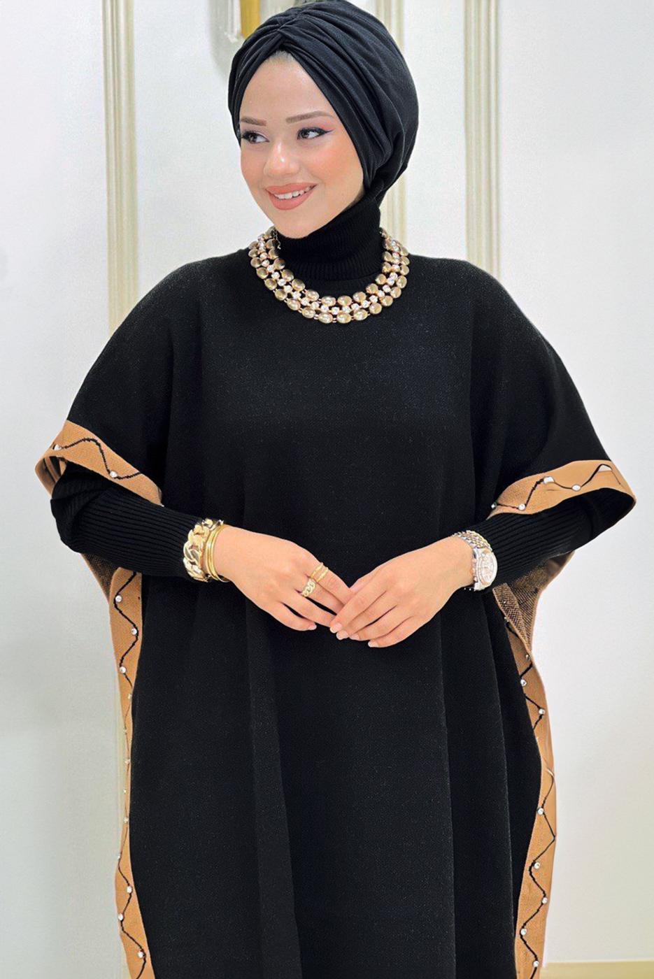 Tesettür giyim SİYAH PANTOLONLU ÜÇLÜ TAKIM T 64421