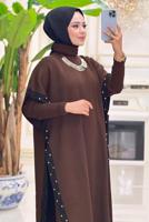 Tesettür giyim KAHVE PANTOLONLU ÜÇLÜ TAKIM T 64421