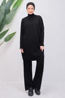 Tesettür giyim SİYAH PANTOLONLU TAKIM T 6508