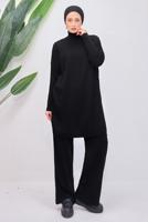 Tesettür giyim SİYAH PANTOLONLU TAKIM T 6508