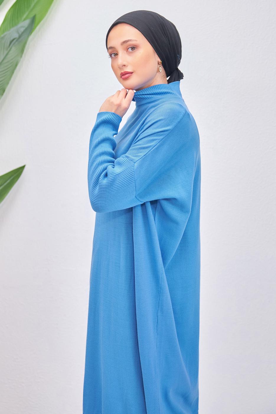 Tesettür giyim MAVİ PANTOLONLU TAKIM T 6508