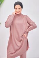 Tesettür giyim PUDRA PANTOLONLU TAKIM T 6508