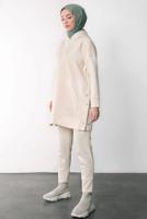 Hijab clothing BEIGE HOODED PANTS SUIT T 6605