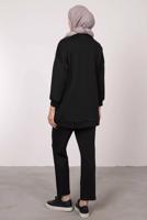 Tesettür giyim SİYAH SCUBA PANTOLONLU TAKIM T 7605