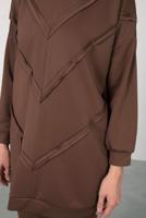 Tesettür giyim KAHVE SCUBA PANTOLONLU TAKIM T 7605