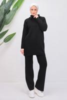 Hijab clothing BLACK KNITWEAR PANTS SUIT T 7708