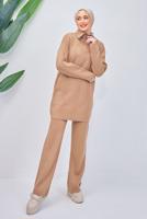 Hijab clothing BROWN KNITWEAR PANTS SUIT T 7708