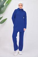 Tesettür giyim LACİVERT PANTOLONLU TRİKO TAKIM T 7708