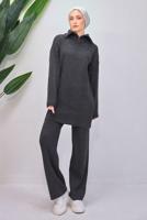 Tesettür giyim GRİ PANTOLONLU TRİKO TAKIM T 7708