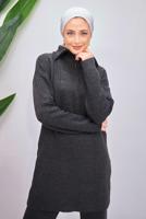 Tesettür giyim GRİ PANTOLONLU TRİKO TAKIM T 7708