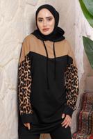 Tesettür giyim SİYAH İKİLİ PANTOLONLU TAKIM T 7943