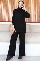 Tesettür giyim SİYAH PANTOLONLU TRİKO TAKIM T 8116