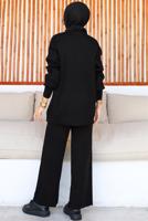 Tesettür giyim SİYAH PANTOLONLU TRİKO TAKIM T 8116