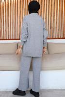 Tesettür giyim GRİ PANTOLONLU TRİKO TAKIM T 8116