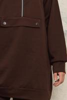 Tesettür giyim KAHVE FERMUARLI İKİLİ PANTOLONLU TAKIM T 8143