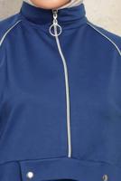 Tesettür giyim LACİVERT FERMUARLI İKİLİ PANTOLONLU TAKIM T 8143