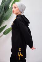 Tesettür giyim SİYAH KAPÜŞONLU PANTOLONLU TAKIM T 8153