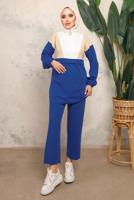 Tesettür giyim LACİVERT RENK BLOKLU FERMUARLI PANTOLONLU TAKIM T 8243