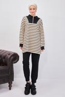 Tesettür giyim SİYAH ÇİZGİLİ PANTOLONLU TAKIM T 8643